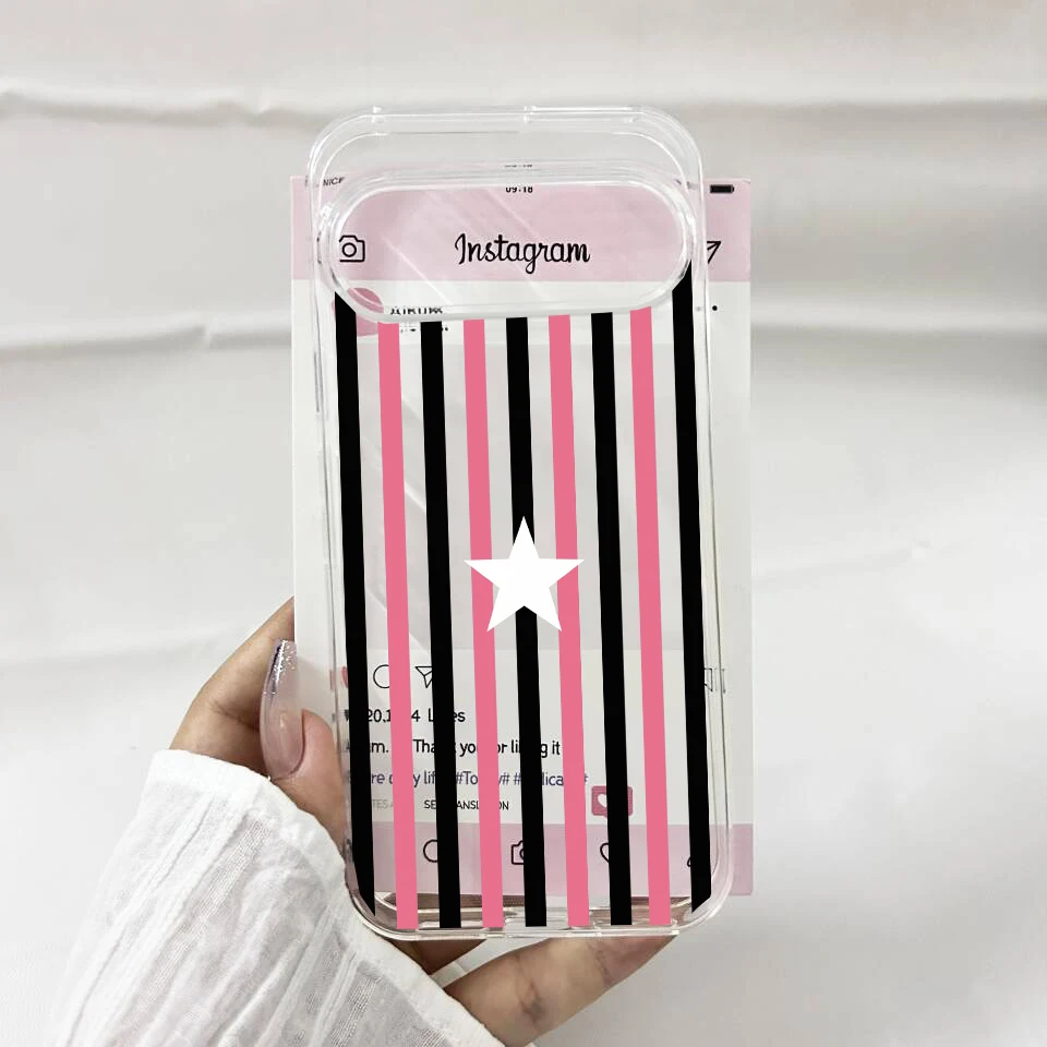 Lucky Stars Stripe Pattern Transparent Soft TPU Phone Case - Fashionable and Durable Cover