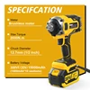 2000N.m 20V Brushless Electric Impact Wrench Rechargeable Li-ion Battery 1/2" Socket Wrench Cordless Wrench Plastic Box Tools 2