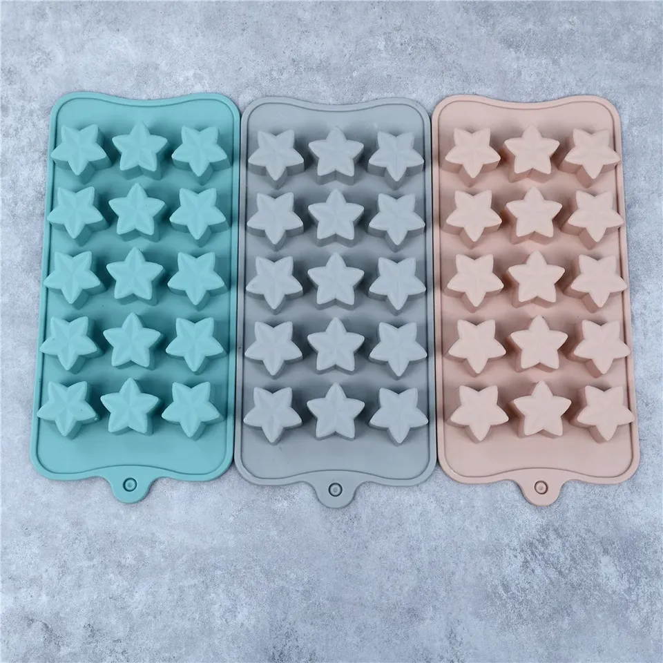  1PC Five-Pointed Star Silicone Chocolate Mold Creative Jelly Christmas Candy DIY Mold Ice Tray Baking Mold 