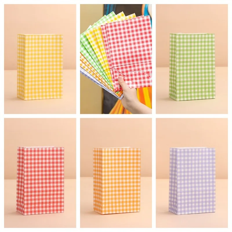 10/20pcs bunte karierte Geschenkt üte Süßigkeiten Keks Snack Tasche geeignet für Hochzeit Geburtstags feier Weihnachten Halloween – Detail 8
