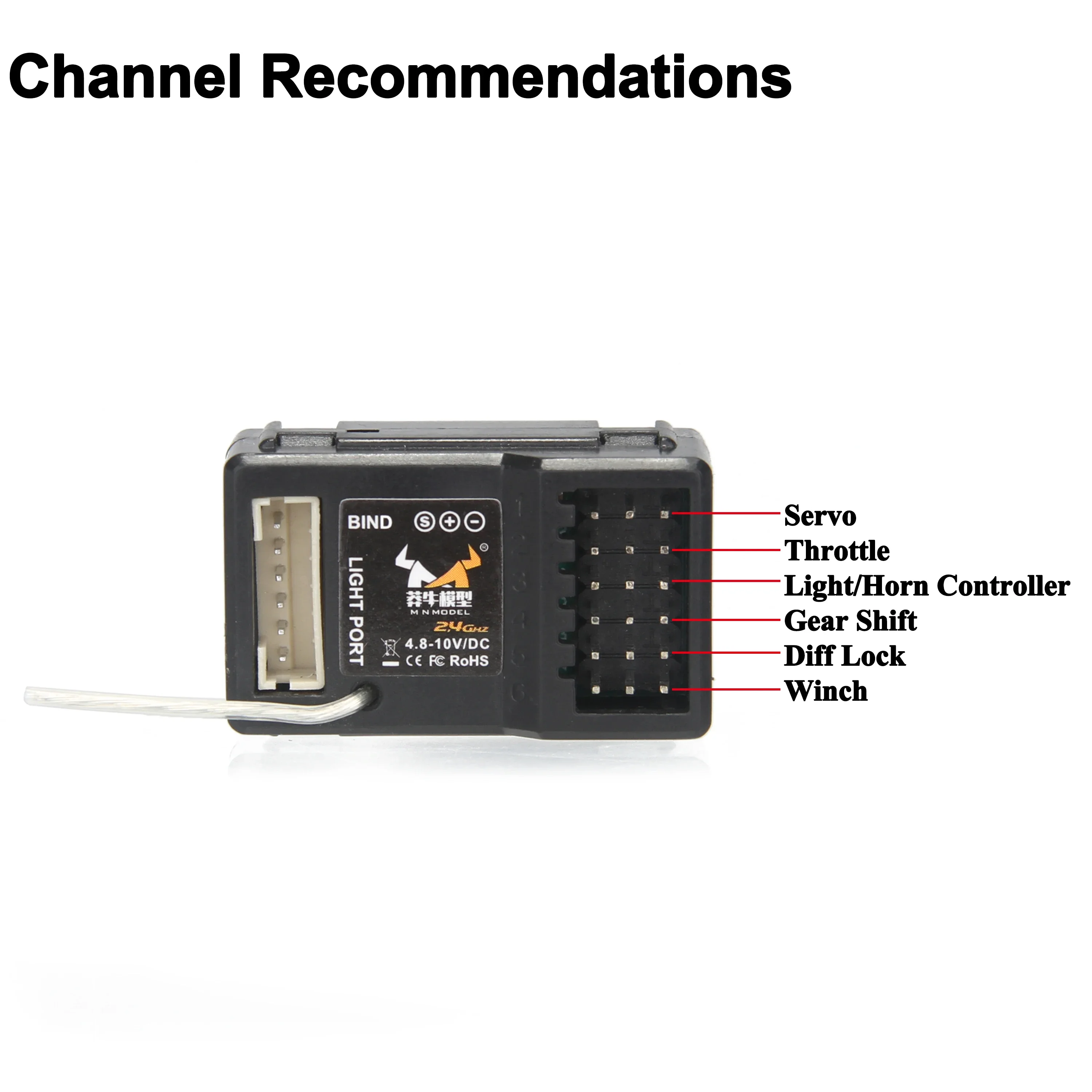 2CH 6CH 2.4G Receiver LED Light Port 4.8-10V DC for 1/12 MN82 MN86 MN78 MN128 MN168 MN90 RC Crawler Car Boat Tank WPL Model Part