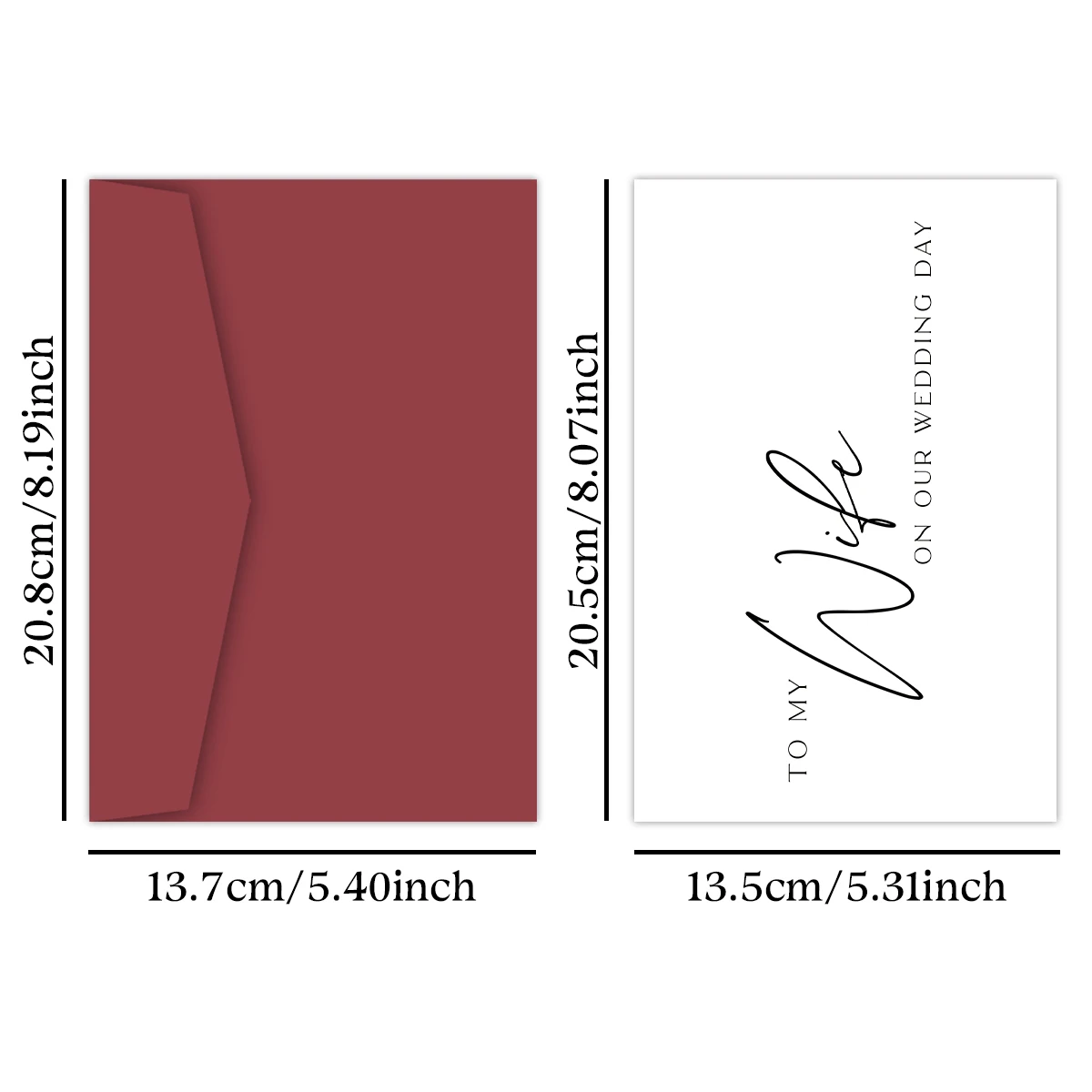 1Set To My Wife On Our Wedding Day Card, Elegant Wedding Greeting Card Including Envelope,Blank Inside, Writable Thank You Card