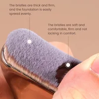 Pinceau professionnel pour fond de teint, poils en nylon doux, manche marron élégant, pour BB crème, fond de teint liquide, poudre, voyage 6