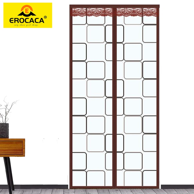 

EROCACA Brown Magnetic heat insulation door curtain, mosquito-proof and silent For air conditioning heating room family kitchen