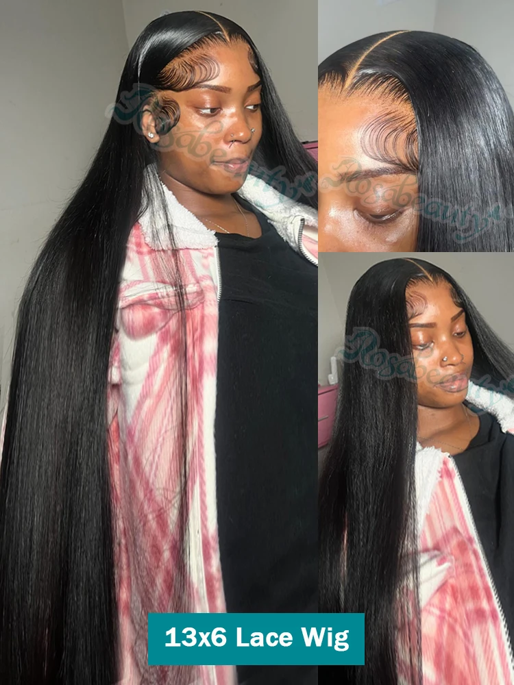 Human Hair Wig 250 Density 40 Inch Transparent Bone Straight 13x4 13x6 HD Lace Frontal Pre Plucked For Women