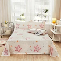 100% Cotton New Printed Cartoon Bed Sheet King Size Bed Cover Beautiful Cheap Three Piece Set Full Bed Sheet with  Pillowcases 1