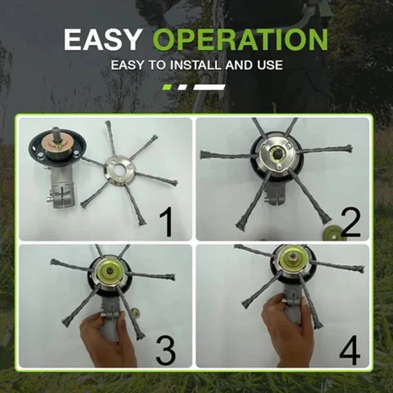 Weed Tool Head 20/23cm Steel Wire Wheel Head Upgraded Grass Trimmer Head Universal Weed Brush Removal Moss Rust Fit Petrol Brushcutter For LUSQI