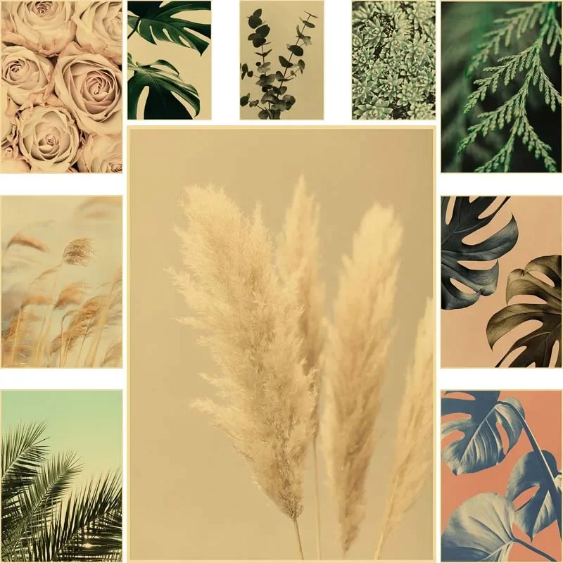 

Vintage Wild Plant Kraft Paper Posters Botanical Flower Study Living Room Decor Picture Aesthetic Bedroom Decoration Paintngs