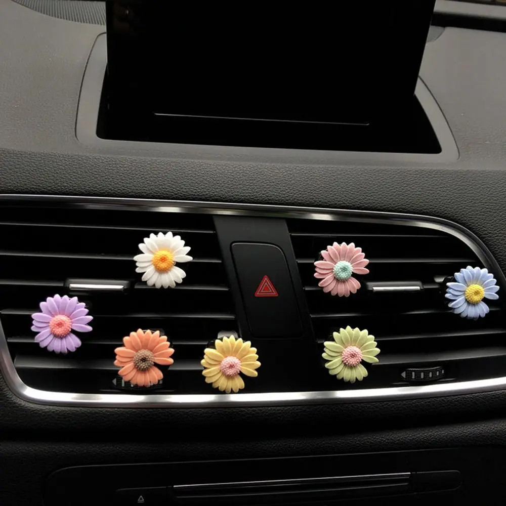 

1/3Pc Small Daisy Car Air Vent Clips Air Conditioning Aromatherapy Decor Auto Outlet Vent Perfume Clip Car Interior Decoration