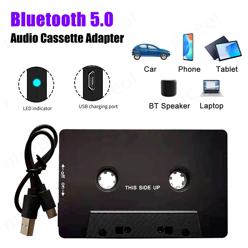 Bluetooth Segéd- Hang Adapter kocsi Szikratávirát Kazetta Magnószalag BT 5.0 átalakító Univerzális Autó Magnószalag AAC MP3 SBC hifi Játszadozó