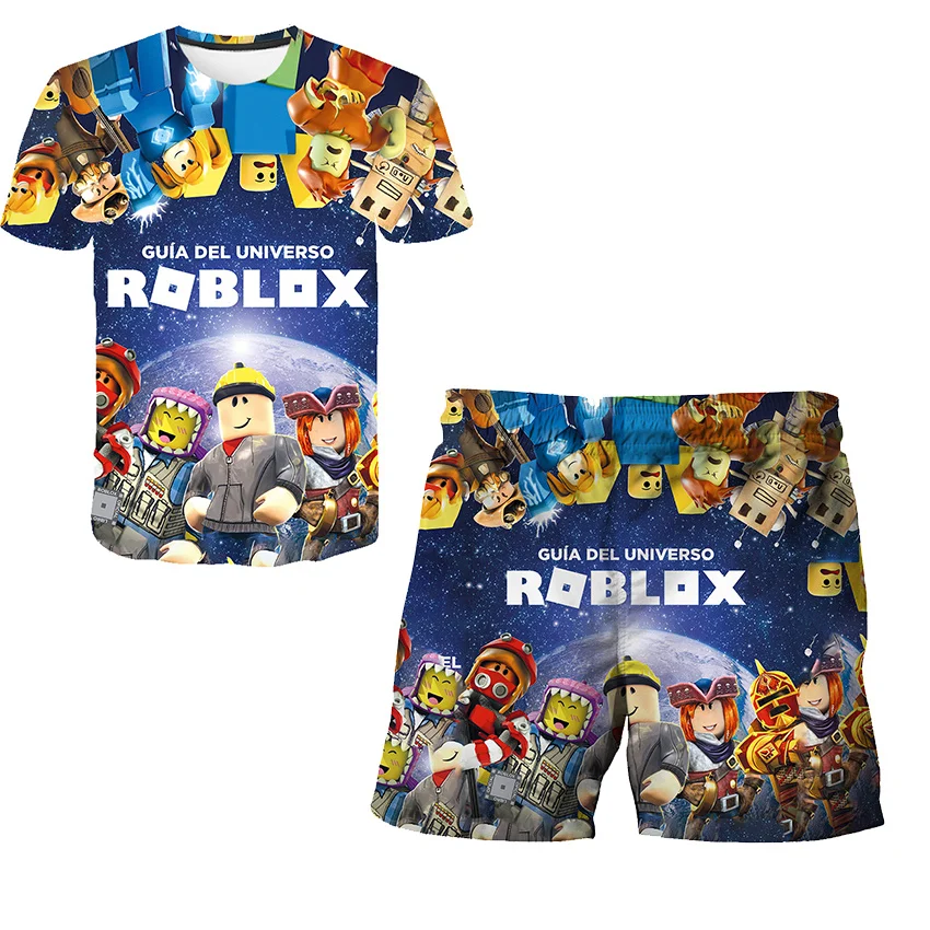 Fashion Robloxing T-Shirt Shorts 2PCS Set 3D Baby Boys Casual Short Sleeves Print T-shirt For Boy Summer Children Tops+Pant Suit |