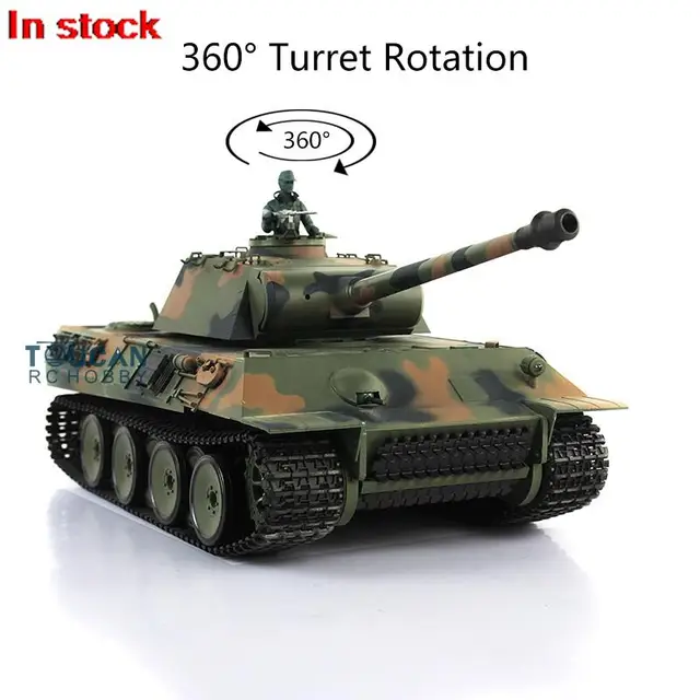 2.4Ghz HENG LONG 1/16 7.0 Plastic German Panther V RTR RC Tank 3819 360° Turret Rotation BB Pellets Smoke Units Infrared TH17286 1