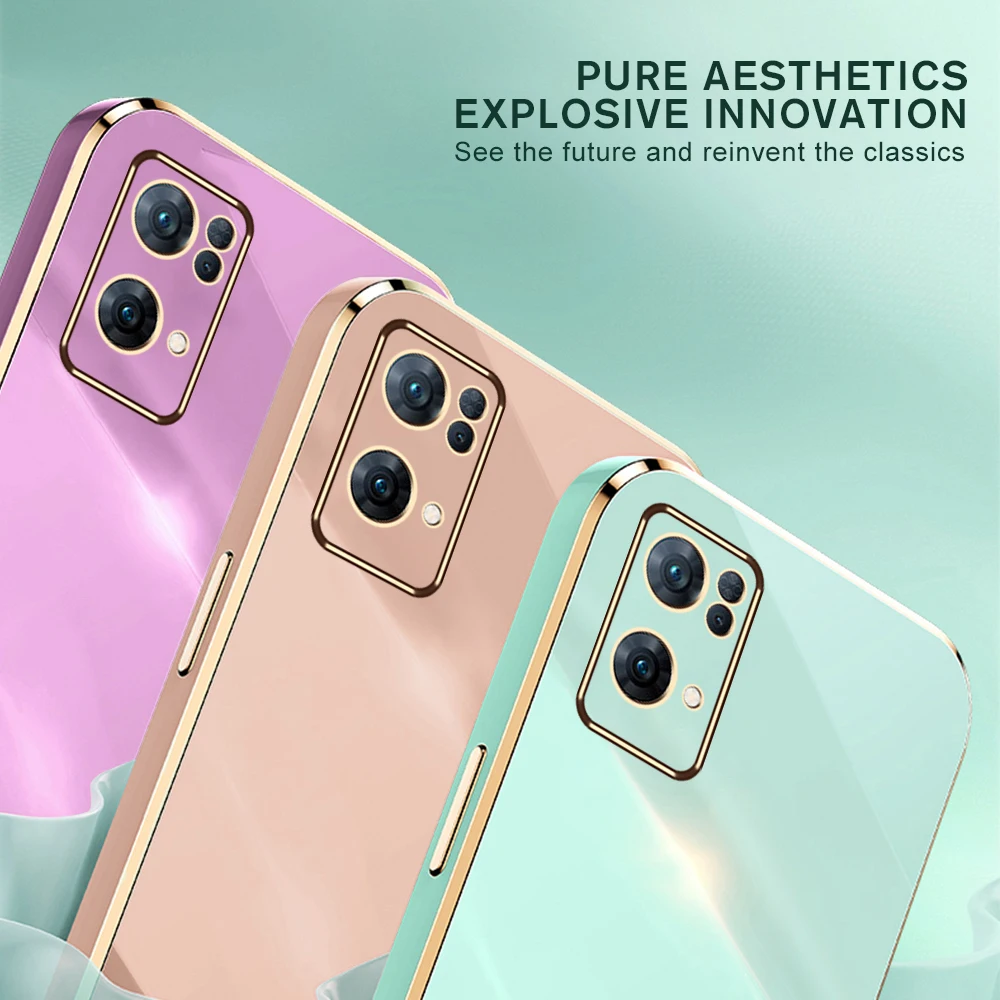 Shockproof Phone Case With Plating Texture For Oppo Reno7 Pro_voghion.com