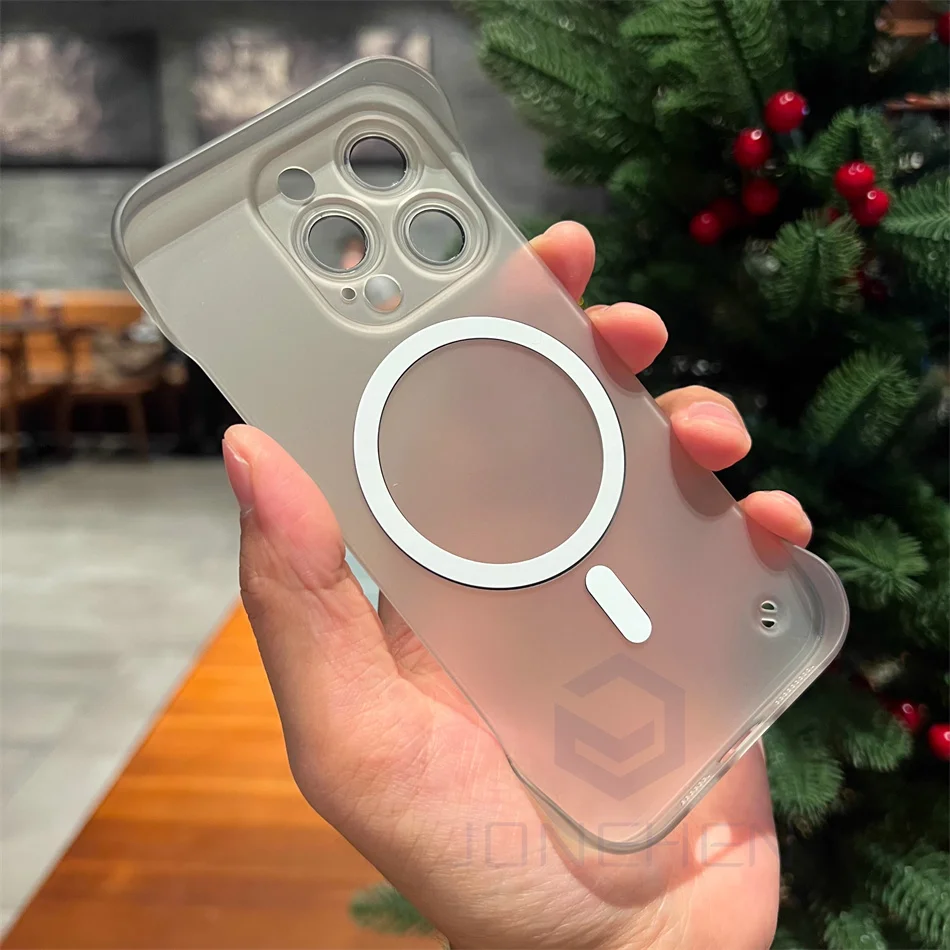 Ultra-Thin Magnetic Frameless Matte Clear Case with Translucent Frosted Lens Cover