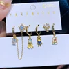 MIGGA 6pcs Cubic Zircon Crystal Princess Drop Earrings Set Original Fairy Tale Women Party Jewelry 2