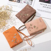 Fashion Fresh Flower Small Wallet Women Soft Leather Ladies Purses Designer Short Female Wallet Girl Cartera with Wristlet 2