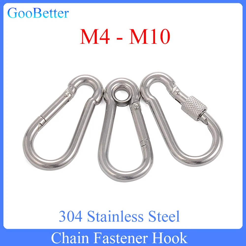 1Pcs M4 M5 M6 M7 M8 M9-M12 304 Stainless Steel Spring Snap Carabiner Quick Link Lock Ring Hook snap shackle Chain Fastener Hook