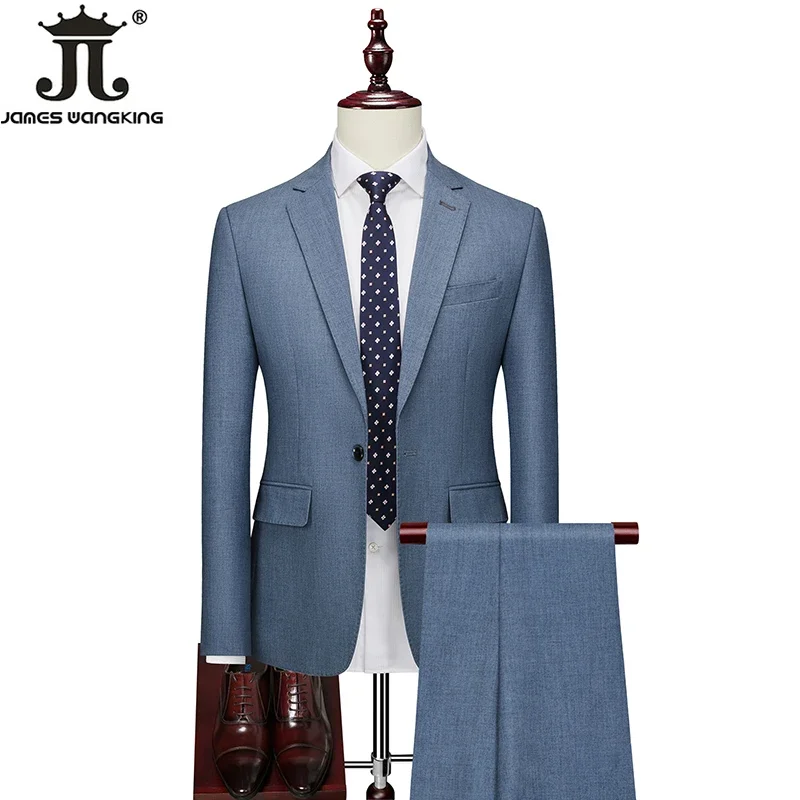 Mens Slim Three-piece Suit Blazer Vest Pants Formal Business Solid Color Groom Wedding Dress Party Social