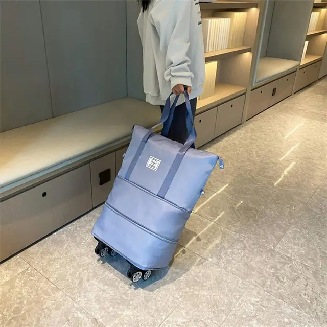 Borsone Da Viaggio Con Ruote Per Donna – Trolley A 4 Ruote In Nylon Resistente, Con Scomparto Scarpe, Tasche Multiple, Per Palestra, Weekend E Viaggi