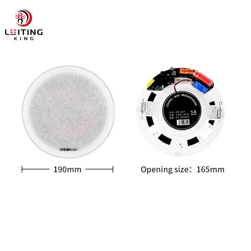 2026 RC-601 호스트 6인치 20W 5.0 천장 스피커 내장 마이크 무선 실내용 휴대폰 컴퓨터용