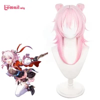 L-email wig Synthetic Hair Game Honkai Star Rail March 7th Cosplay Wig Short Pink Color With Bow Cosplay Wigs Heat Resistant Wig 1
