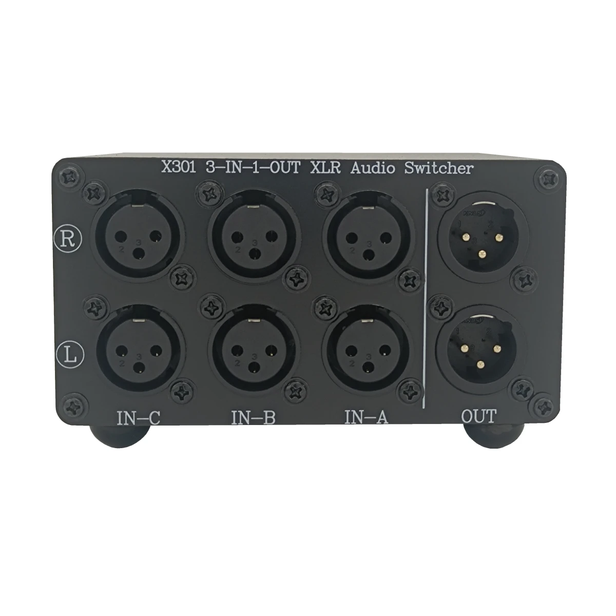 X301 XLR Stereo Audio Schalter box, 3-Weg Ausgewogene Audio-Konverter, passive Signal Quelle Audio Eingang Selector Switcher 3 in 1 Heraus