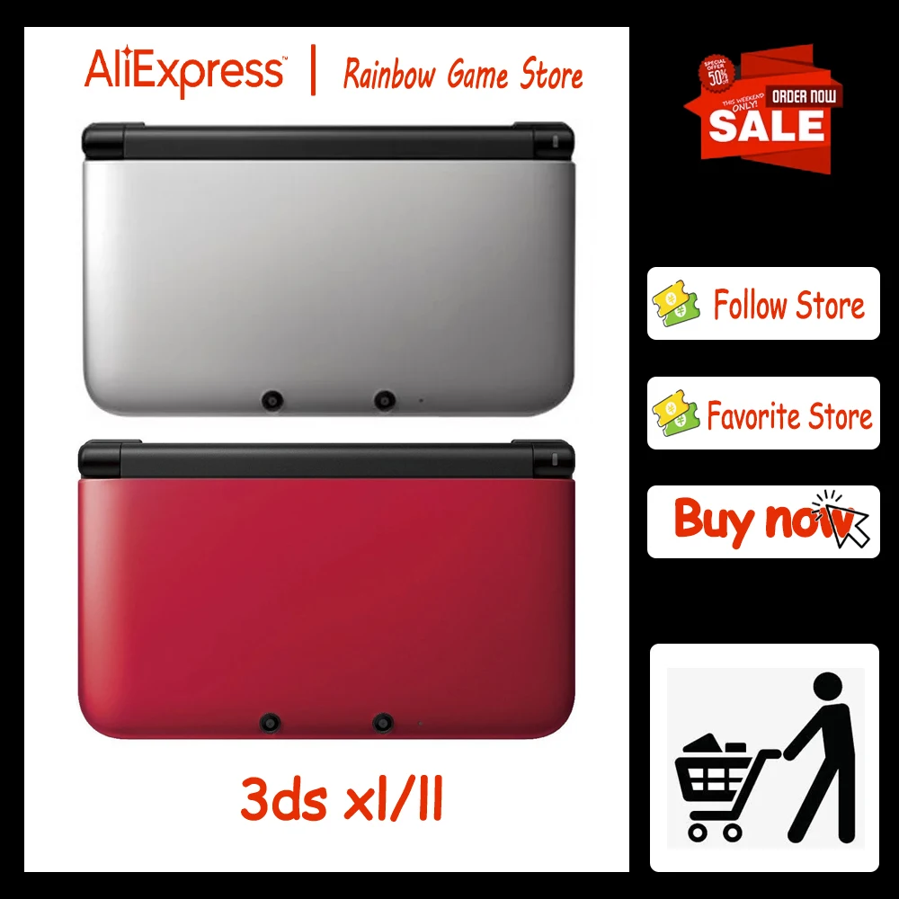 Original used handheld game console for 3dsxl 3DSll GBA game 3DS game with 32/64/128GB memory card