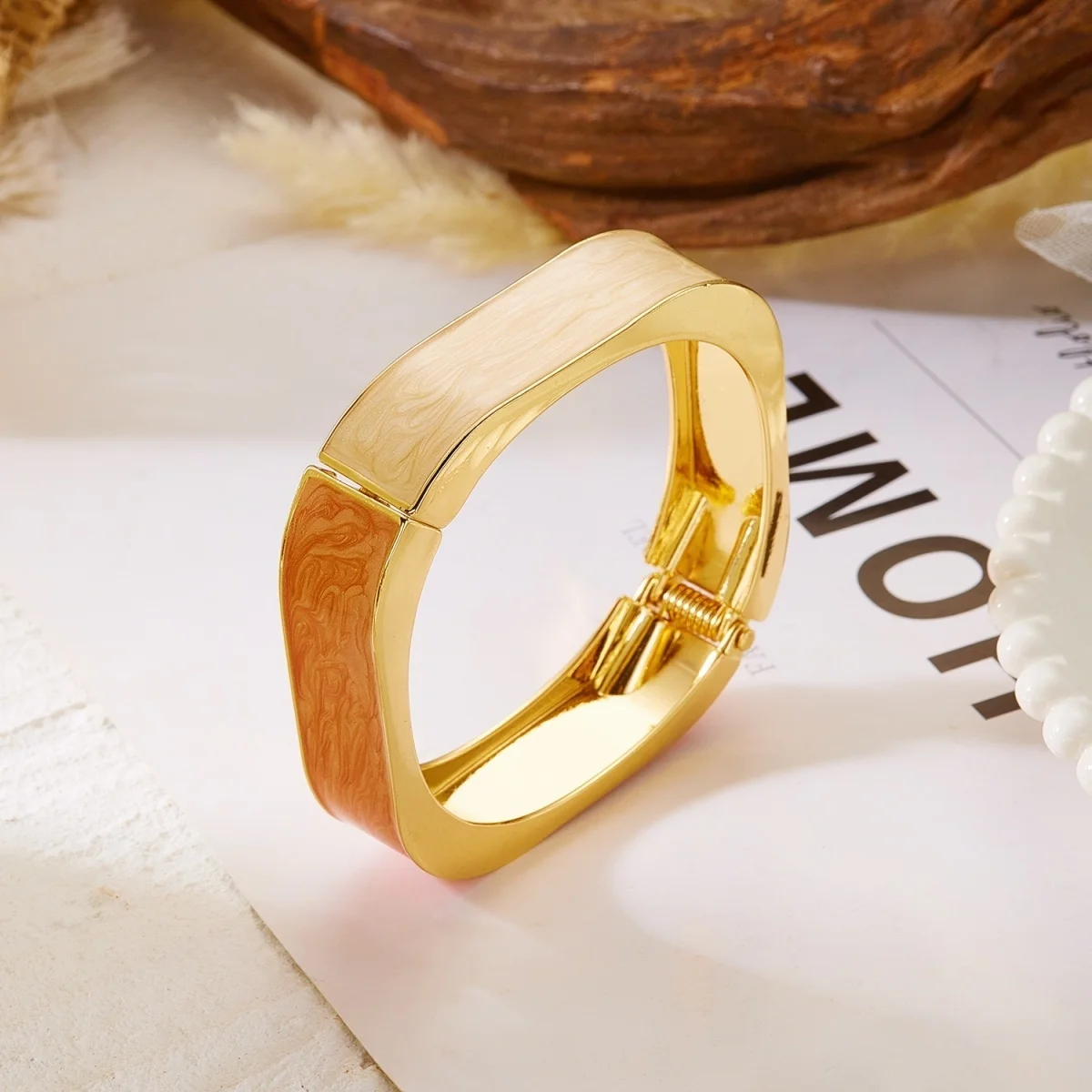 Vintage Emaille Unregelmäßige Bambusgelenk-Armbänder für Damen und Herren Punk Bunte Öltropfen Geometrische Manschetten-Armreifen Modeschmuck – Detail 14
