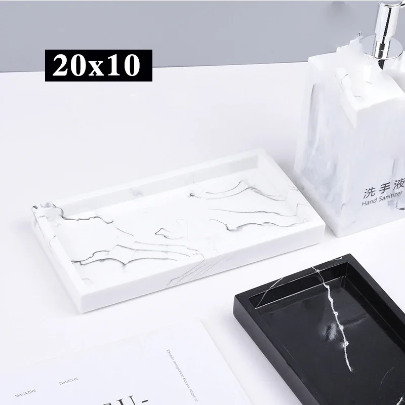 Bathroom Tray Home Decor Rectangular Plate Countertop Waterproof Marble Texture Cosmetic Organizer Resin Storage Soap Household