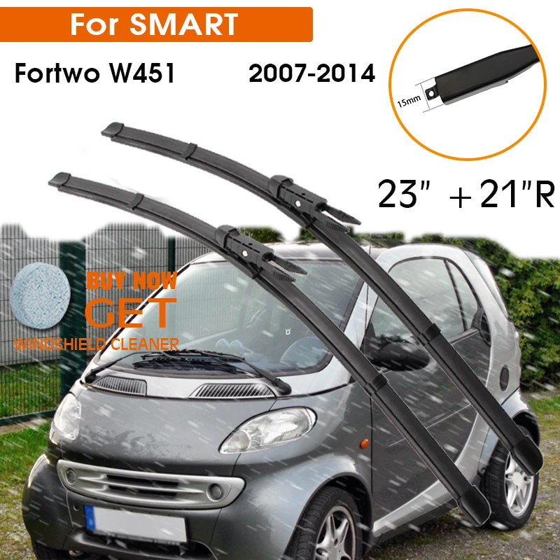 

Car Wiper Blade For Smart fortwo W451 2007-2014 Windshield Rubber Silicon Refill Front Window Wiper 23"+21"R LHD RHD Accessorie