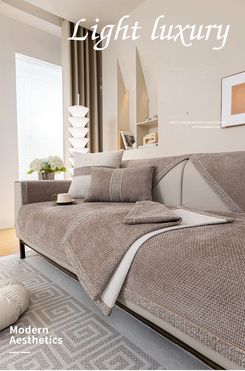 Chenille Sofa Cover for Living Room Luxury Sofa Pad Anti-slip Corener Couch Towel Mat Furniture Protector Divani Per Soggiorno