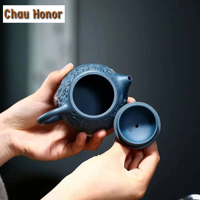 160ml Chinese Yixing Tea Pot Handmade Purple Clay Teapots Dragon Pattern Xishi Pot Beauty Kettle Customized Gifts Authentic