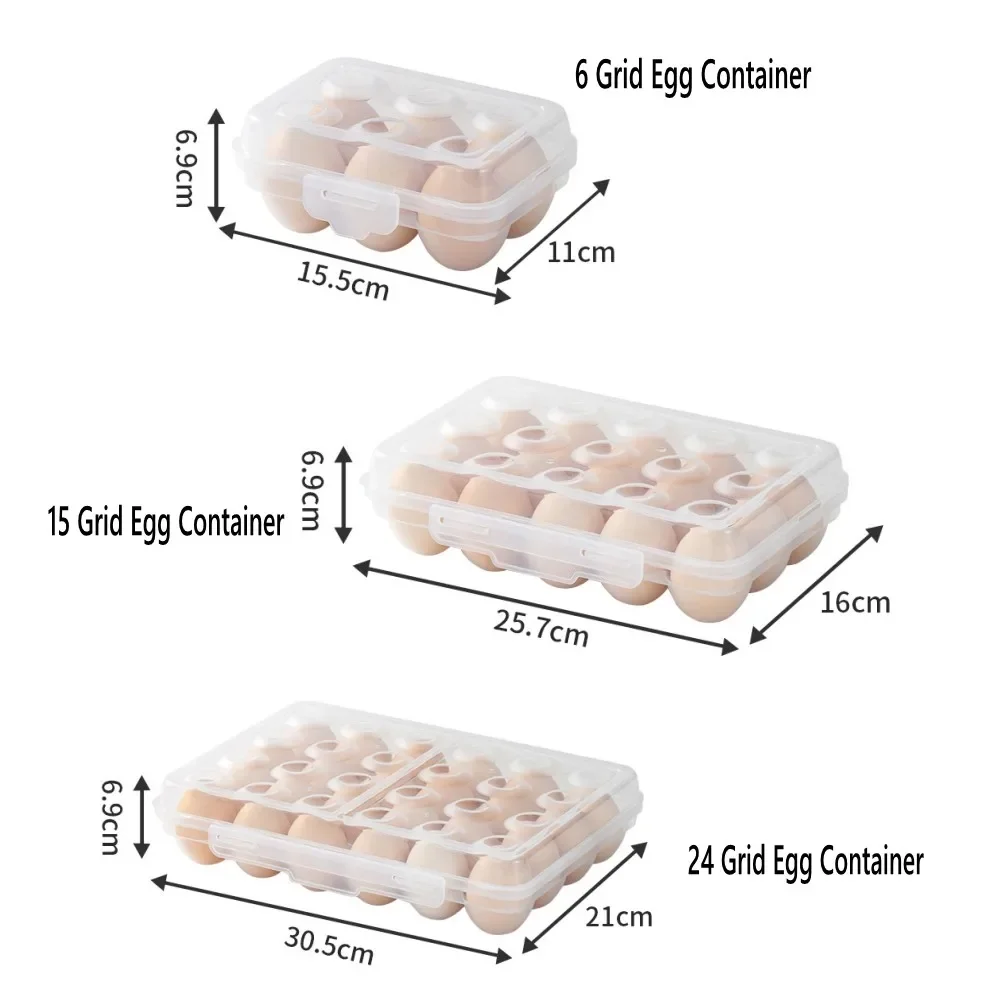 Egg Holder Plastic Egg Storage Box Egg Organizer for Fridge Portable Egg Tray with Lid for Refrigerator Camping Hiking Outdoor 2