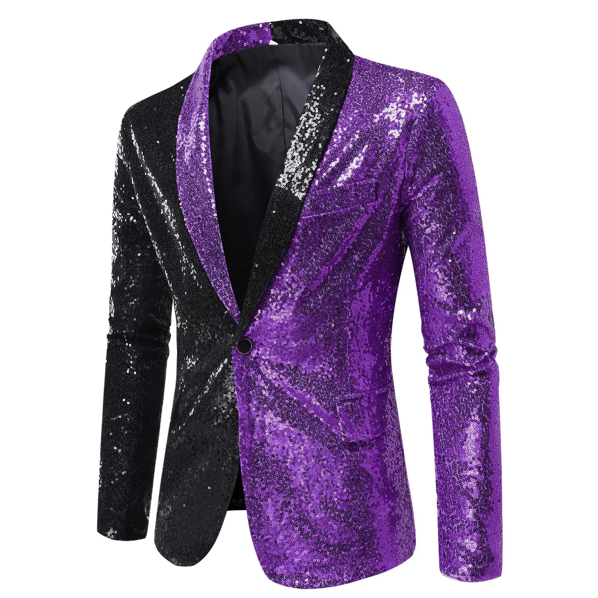 Shiny Sequin Men's Blazer 2023 New Fashion Wedding Groom Party Prom Stage Costume Homme Patchwork One Button Male Tuxedo Jackets
