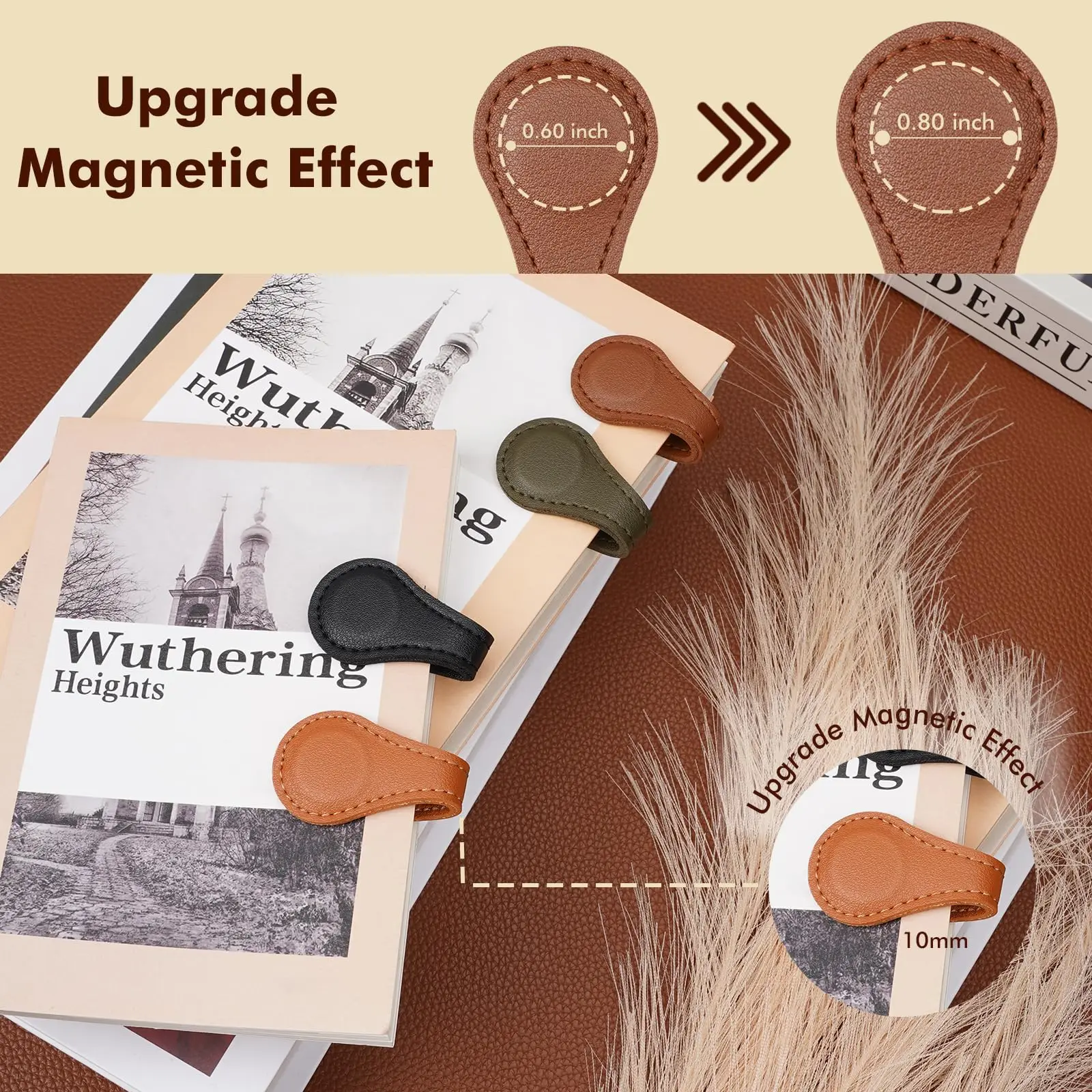 5/10 Stück magnetische Leder-Lesezeichen-Clip, Anti-Fegen, magnetische Schnalle, Schnalle, Verkürzung, Artefakt für Kleidung und Leseliebhaber – Detail 7