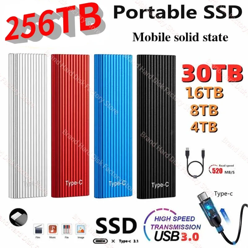 

Brand SSD M2 Portable External Hard Drive 32TB 64TB 128TB 256TB Flash Drive USB3.1 Interface Solid State Drives for Laptops PS5