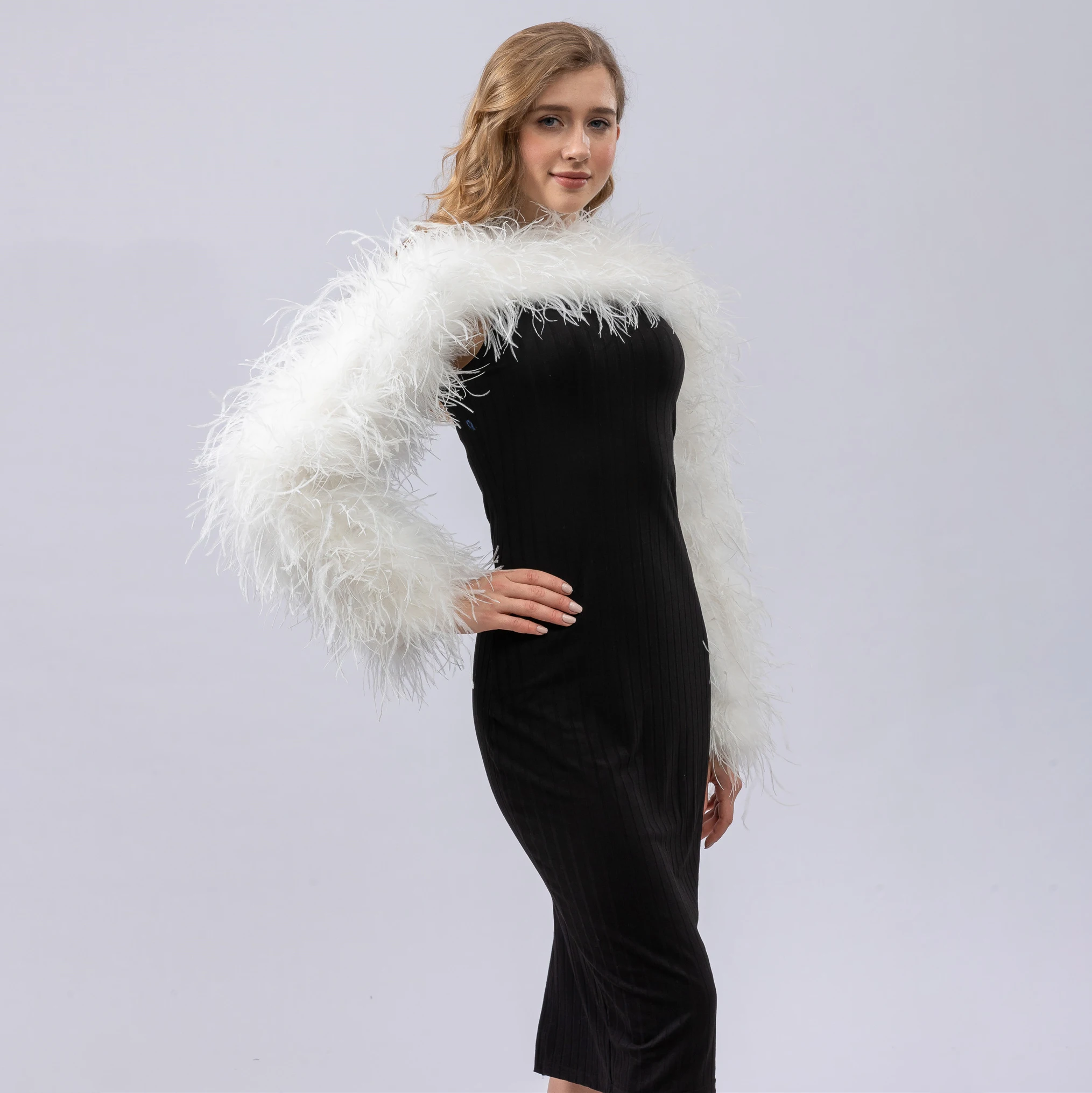Naturtal Ostrich Feather Long Sleeve Arm Warmer Glove For Dinner Party  Wedding Concert Luxurious Furry Fluffy B230402