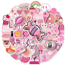 

10/30/50pcs Pink Cute Cartoon Stickers Kawaii DIY Scrapbooking Laptop Luggage Diary Waterproof Aesthetic Stickers Kids Decals