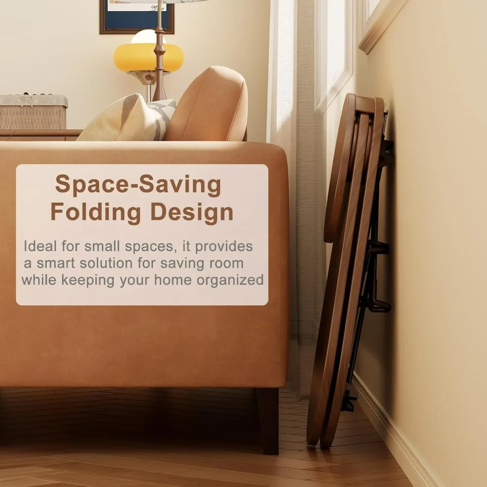 Compact Folding Wooden Coffee Table with Beetle Pattern for Small Spaces and Easy Portability