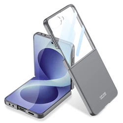 Slim Ultra Thin Matte Shockproof Foldable Phone Case with Screen Protector, Anti - drop Protective Cover - Galaxy Z Flip 8 (Dark Grey)