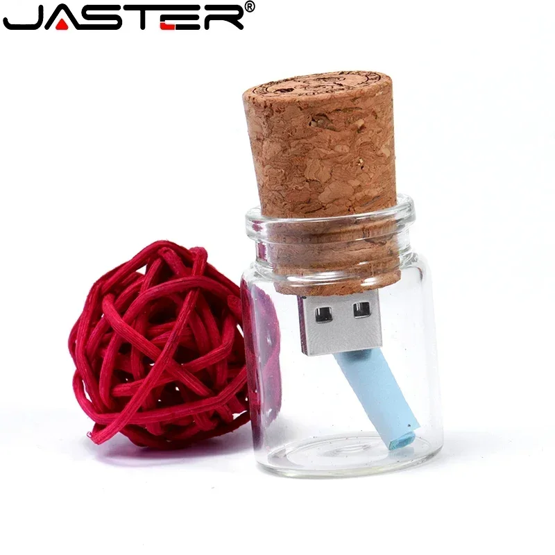 JASTER 5 개/몫 USB 2.0 유리 드리프트 병 코르크 USB 플래시 드라이브 유리 병 펜 드라이브 4GB 8GB 16GB 32GB 64GB 결혼 선물