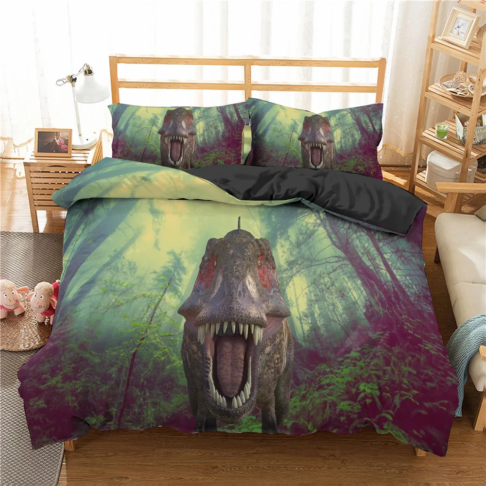 Jurássico dinossauro jogo de cama 3d impressão tyrannosaurus rex decoração  para casa menino menina rei tamanho da cama conjunto colcha capa fronhas -  AliExpress