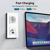 BSEED 65W USB C Wall Sockets Double Type-c USB Fast Charging Power Ports For Computer Phone With EU Socket Plastic Frame 157mm - Image 2