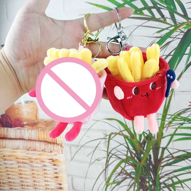 Stuffed Plush Doll Cartoon Five Styles Hot Dog French Fries Hamburger Food Keychain Blackpack Pendant Kawaii Souvenir Gift Kid 3