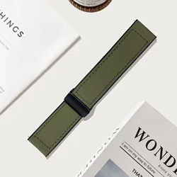 Premium Leather Silicone Magnetic Wristband - 22mm Strap - 22mm Suunto 9 peak (Army Green)