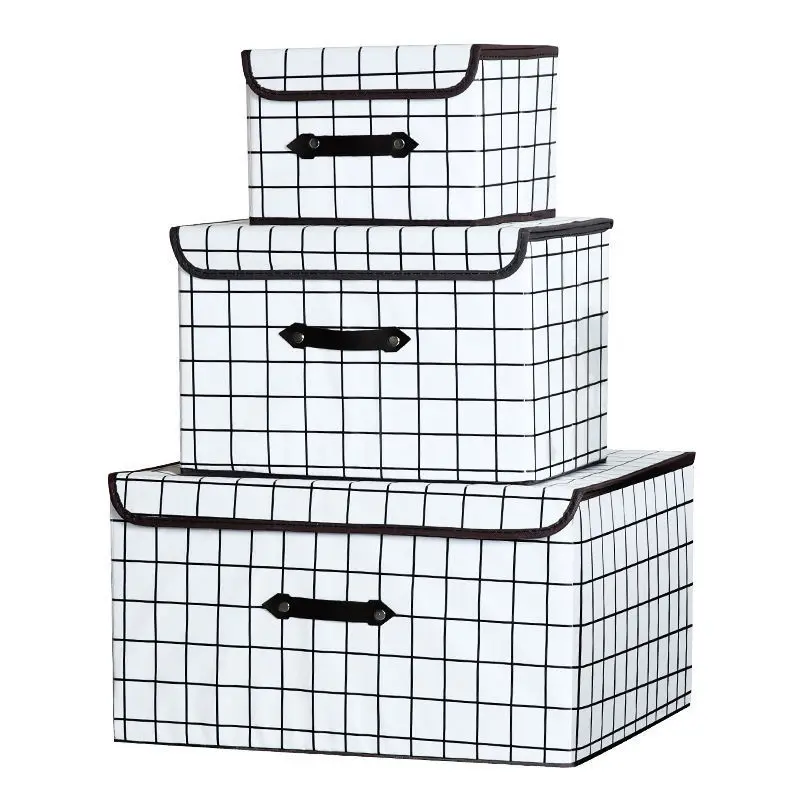 1pcsFoldableWashableClothFabricStorageBoxesWardrobeStorageBoxWithLidHomeDecoration