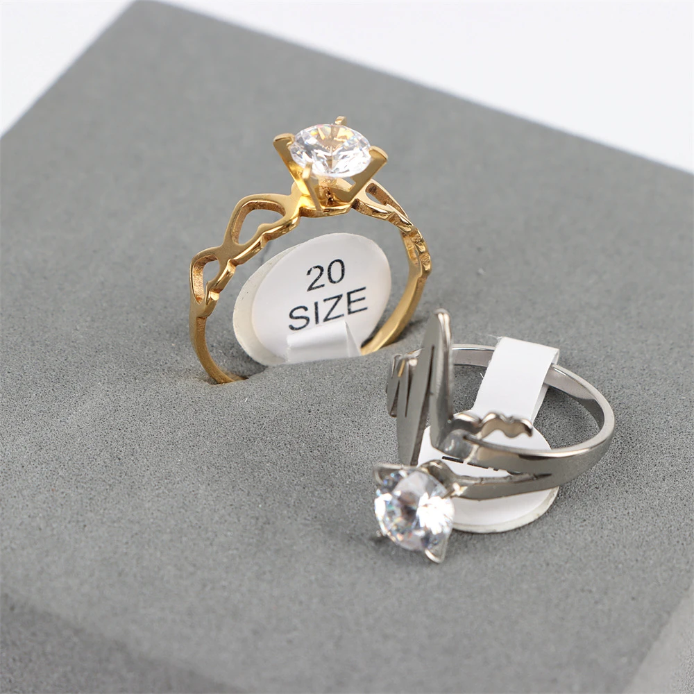 10 Teile/los Mode Herz Schlag Strass Edelstahl Ring für Frauen Verlobung Party Schmuck Zubehör Geschenke Mix Größe Stil – Detail 15
