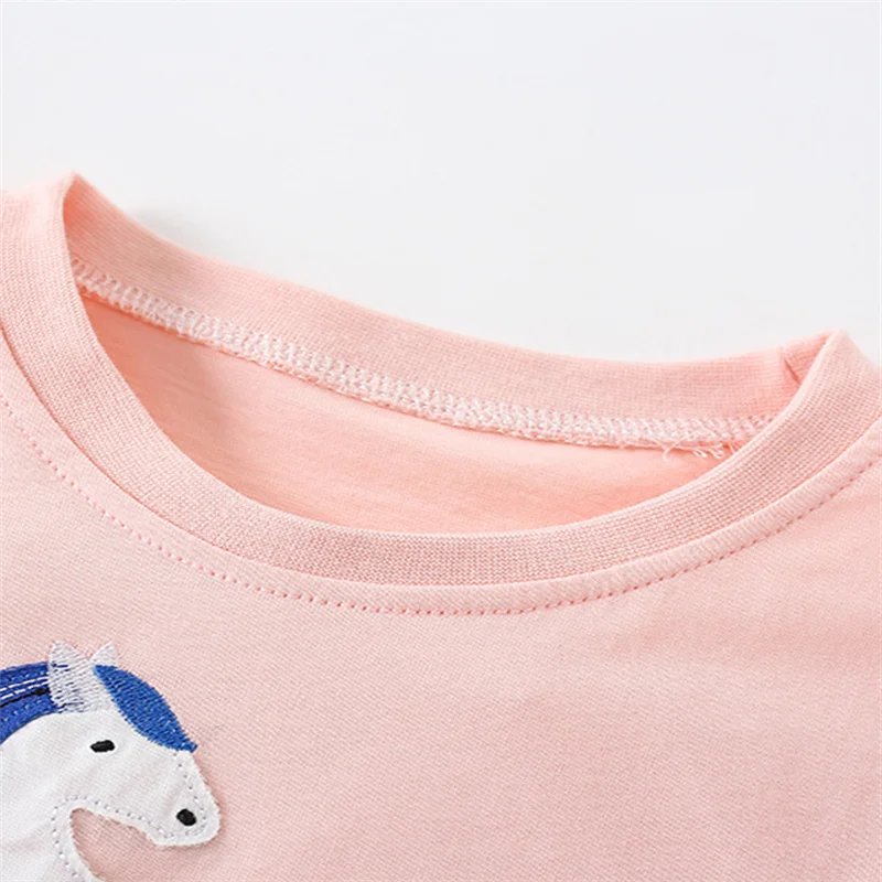 Jumping Meters New Arrival Ice Cream Embroidery Hot Selling Cotton Summer Girls Tshirts Baby Clothes Children's Tees Tops 5