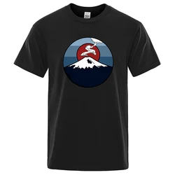 Eco - Friendly Mt. Fuji Graphic Men's Oversized Cotton T - Shirt - S (Black)