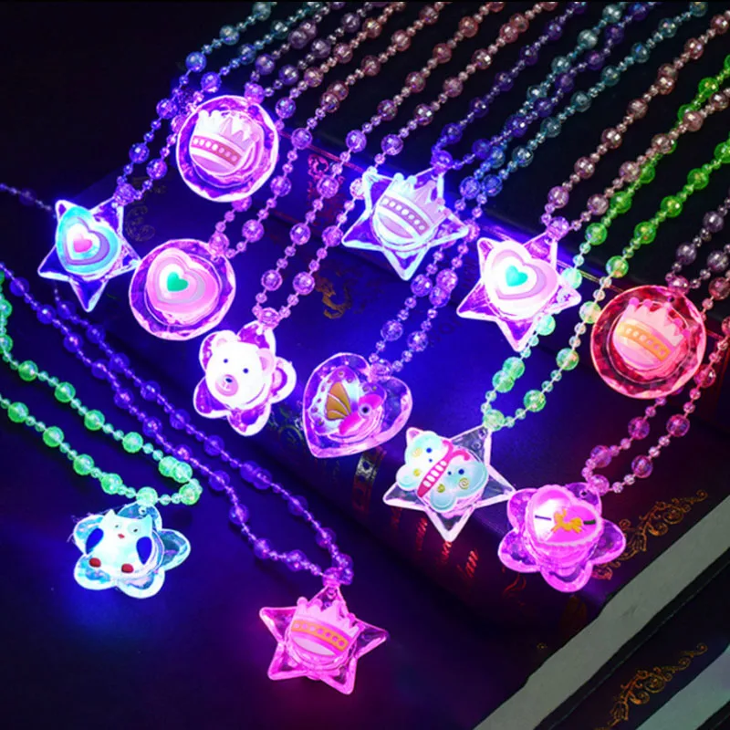 10/20/30/40/50 pcs LED leuchtende Halsketten LED blinkende Anhänger Halskette Kinder Geburtstags feier Geschenk leuchtende Halskette – Detail 1